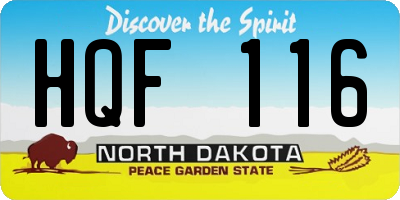 ND license plate HQF116