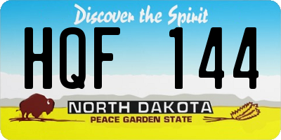 ND license plate HQF144