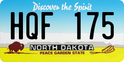ND license plate HQF175