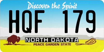 ND license plate HQF179
