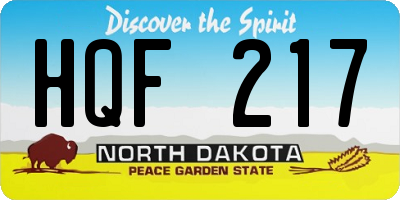 ND license plate HQF217