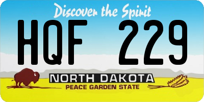 ND license plate HQF229