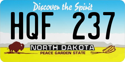 ND license plate HQF237