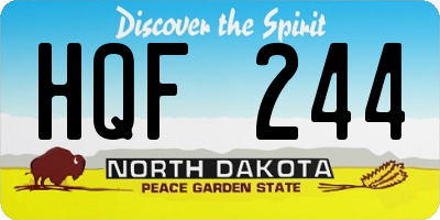 ND license plate HQF244