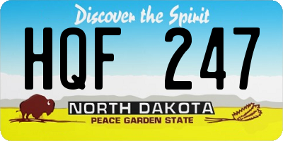ND license plate HQF247