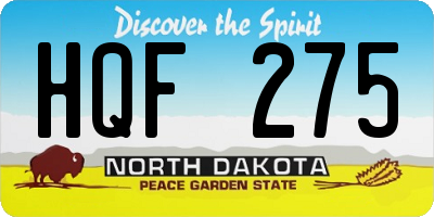 ND license plate HQF275