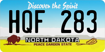 ND license plate HQF283