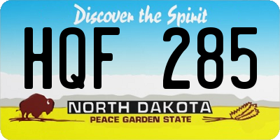 ND license plate HQF285