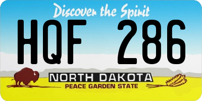 ND license plate HQF286