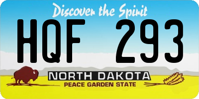 ND license plate HQF293