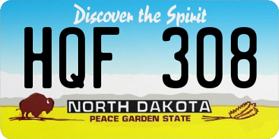 ND license plate HQF308