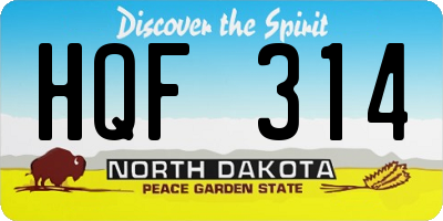 ND license plate HQF314