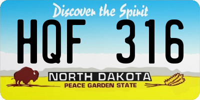 ND license plate HQF316