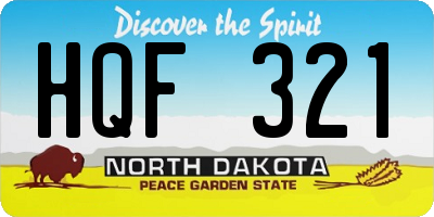 ND license plate HQF321