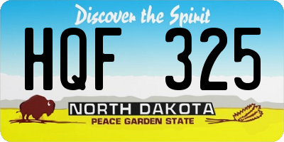 ND license plate HQF325