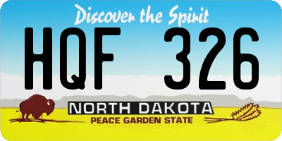 ND license plate HQF326