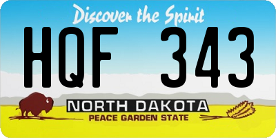ND license plate HQF343