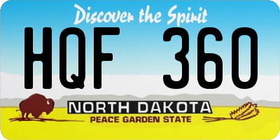ND license plate HQF360
