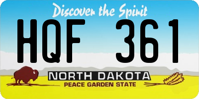 ND license plate HQF361