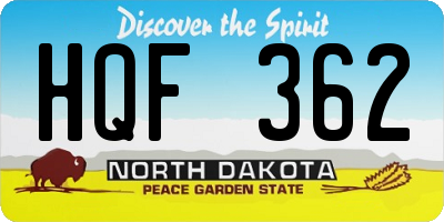 ND license plate HQF362