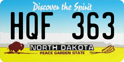 ND license plate HQF363