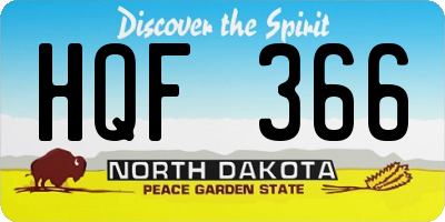 ND license plate HQF366