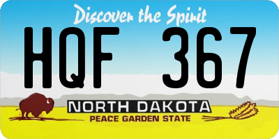 ND license plate HQF367