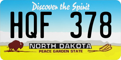 ND license plate HQF378