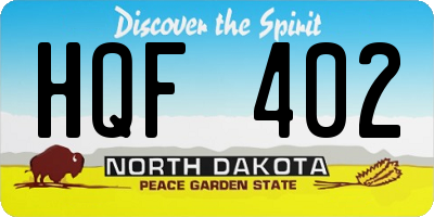 ND license plate HQF402