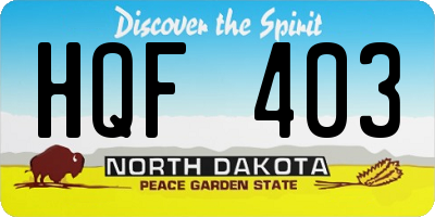 ND license plate HQF403