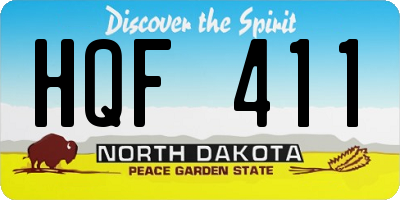 ND license plate HQF411