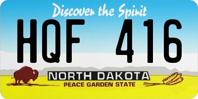 ND license plate HQF416