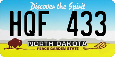 ND license plate HQF433