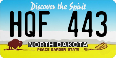 ND license plate HQF443