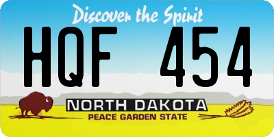 ND license plate HQF454