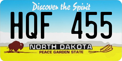 ND license plate HQF455