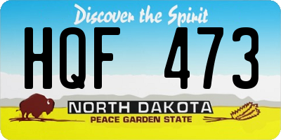 ND license plate HQF473