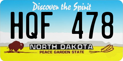ND license plate HQF478