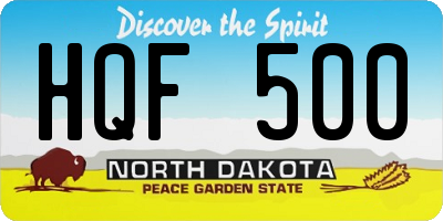 ND license plate HQF500