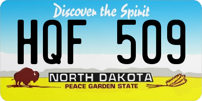 ND license plate HQF509