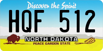 ND license plate HQF512