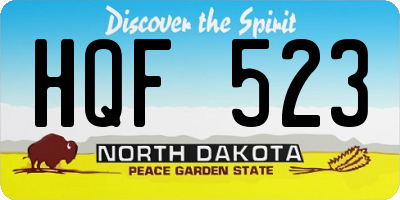 ND license plate HQF523