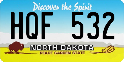 ND license plate HQF532