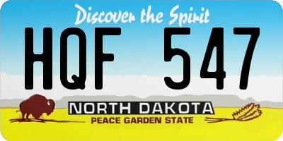 ND license plate HQF547