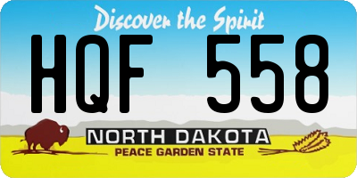 ND license plate HQF558
