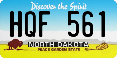 ND license plate HQF561