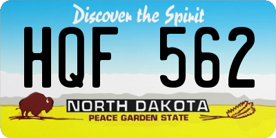 ND license plate HQF562
