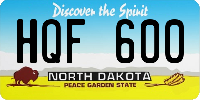 ND license plate HQF600