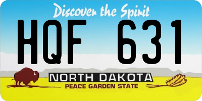 ND license plate HQF631
