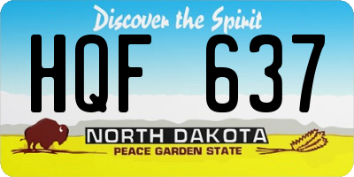 ND license plate HQF637